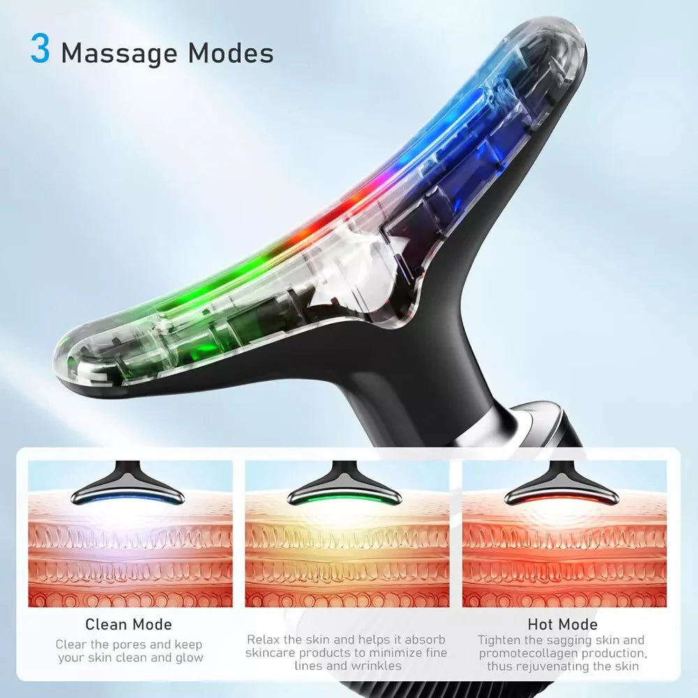 Ninthwave Neck & Face LED Massager – 7-Color Light, Warm Therapy, 3 Massage Modes