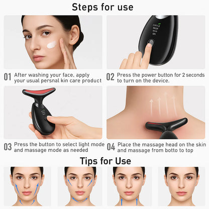 Ninthwave Neck & Face LED Massager – 7-Color Light, Warm Therapy, 3 Massage Modes